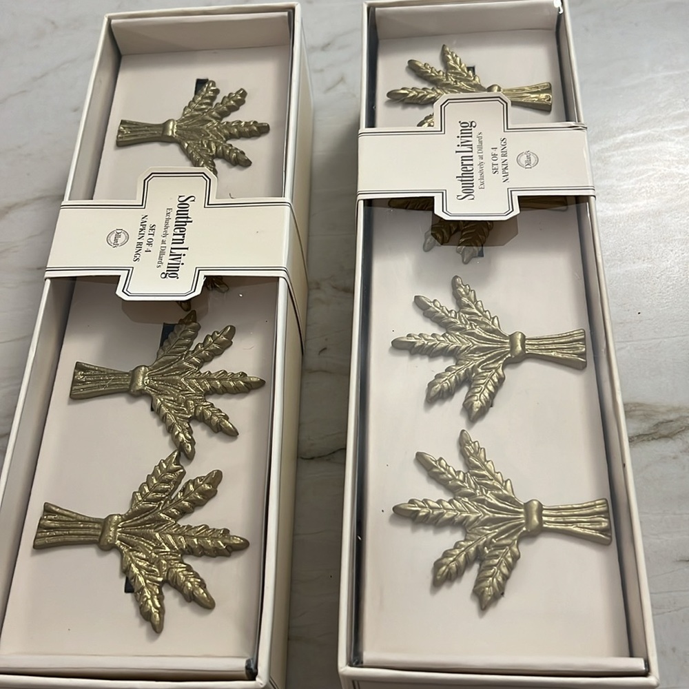 8 Wheat Napkin Rings, Goldtone, Southern Living, 8 total (2 Sets of 4). …